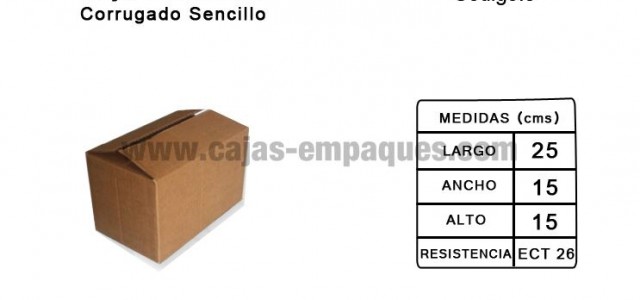 Caja de cartón estandar de corrugado sencillo para embalaje, ECT 26