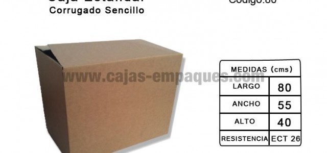 Caja de cartón estandar de corrugado sencillo para embalaje, ECT 26